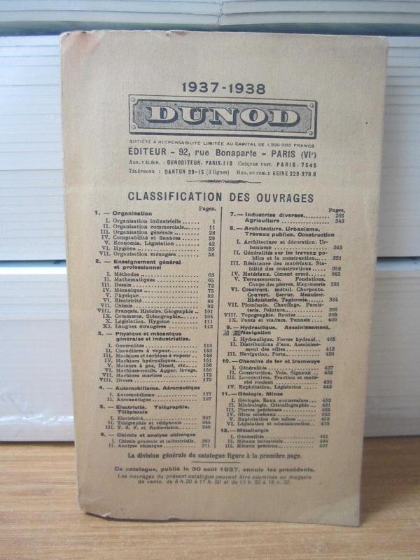 1937-1938 DUNOD Catalogue