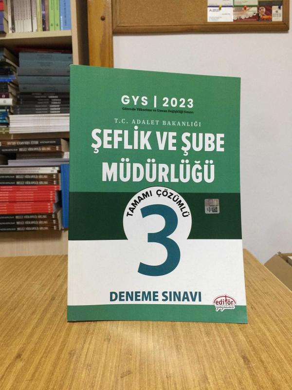 2023 GYS Adalet Bakanlığı Şube Müdürü (Merkez) Şef (Merkez) Çözümlü 3 Deneme Sınavı Editör Yayınları