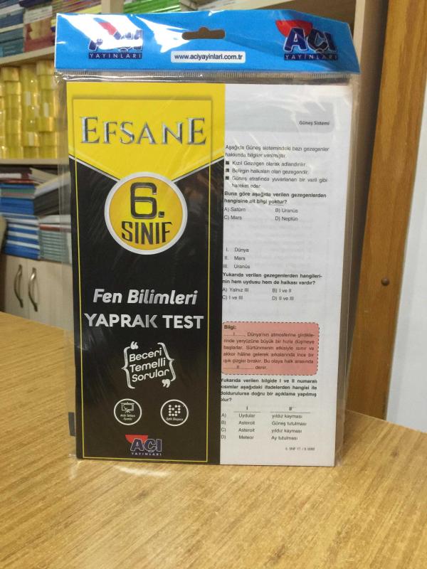 6. Sınıf EFSANE Fen Bilimleri Yaprak Test Açı Yayınları