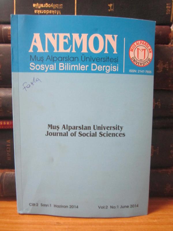 ANEMON Muş Alparslan Üniversitesi Sosyal Bilimler Dergisi - Cilt 2 Sayı 1 - Haziran 2014
