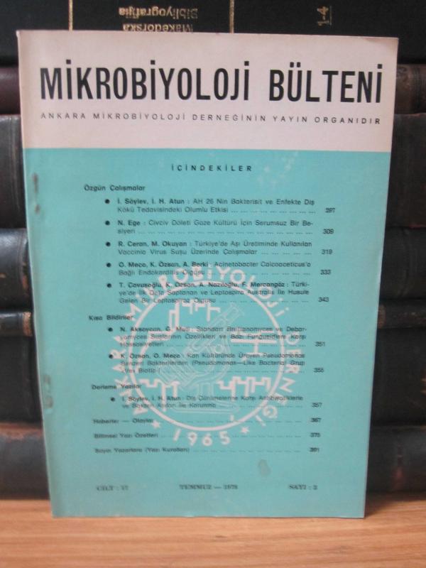 Ankara Mikrobiyoloji Derneği - Mikrobiyoloji Bülteni - Cilt 12 Sayı 3 - Temmuz 1978
