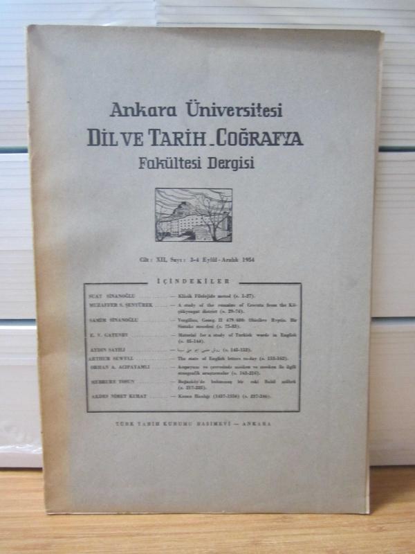 Ankara Üniversitesi Dil ve Tarih-Coğrafya Fakültesi Dergisi - 12.Cilt Sayı: 3-4 - Yıl 1954