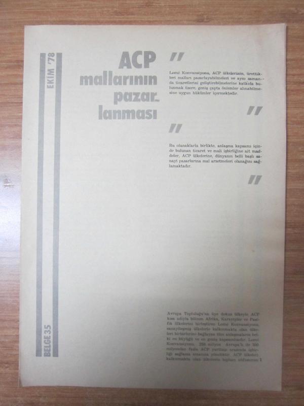 Avrupa Topluluğu Dergisi - Ekim '78 - BELGE 35: ACP Mallarının Pazarlanması
