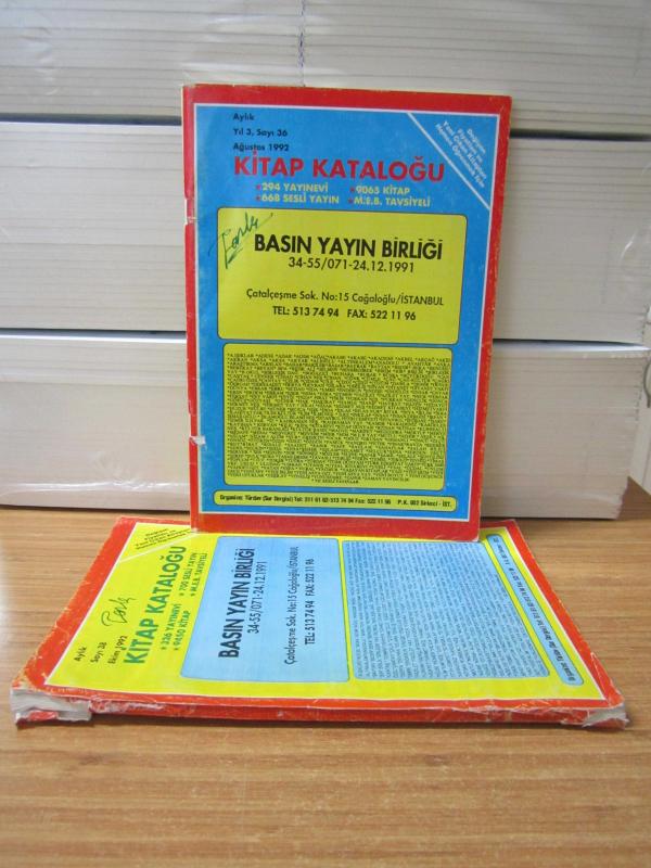 Basın Yayın Birliği Aylık Kitap Kataloğu - 1992 Yılı 2 Sayı TAKIM 36.Sayı (Ağustos) ve 38.Sayı (Ekim)