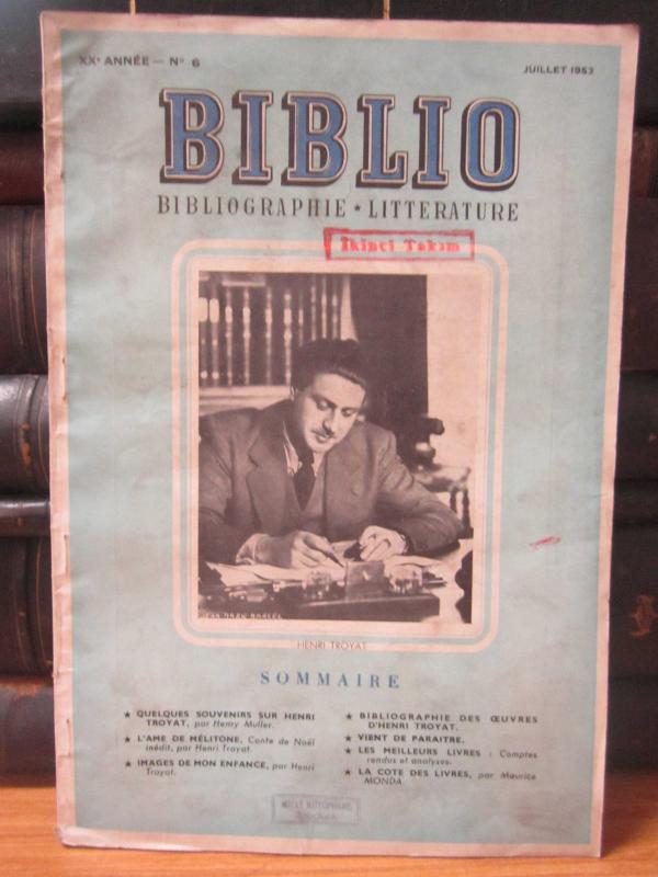 Biblio Bibliographie Litterature - 20e Annee - No 6 - Juillet 1952