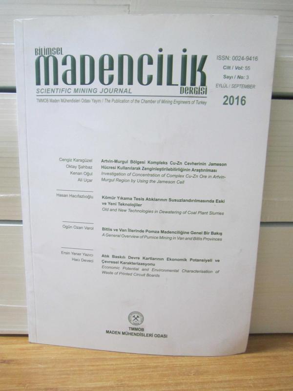 Bilimsel Madencilik - Yıl 2016 - Sayı 3 - Cilt 55