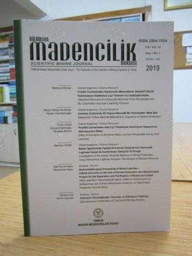 Bilimsel Madencilik Dergisi - Cilt 58 Sayı 2 - Haziran 2019 - TMMOB Maden Mühendisleri Odası