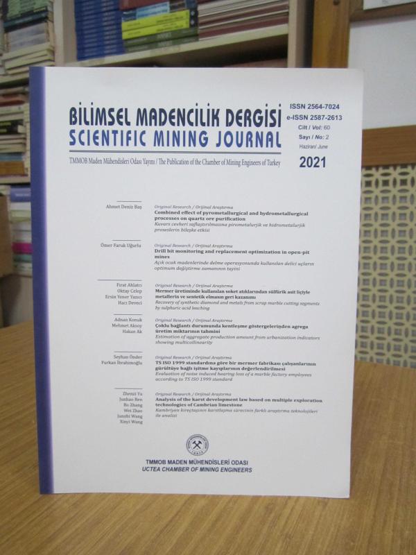 Bilimsel Madencilik Dergisi - Cilt 60 Sayı 2 - Haziran 2021 - TMMOB Maden Mühendisleri Odası