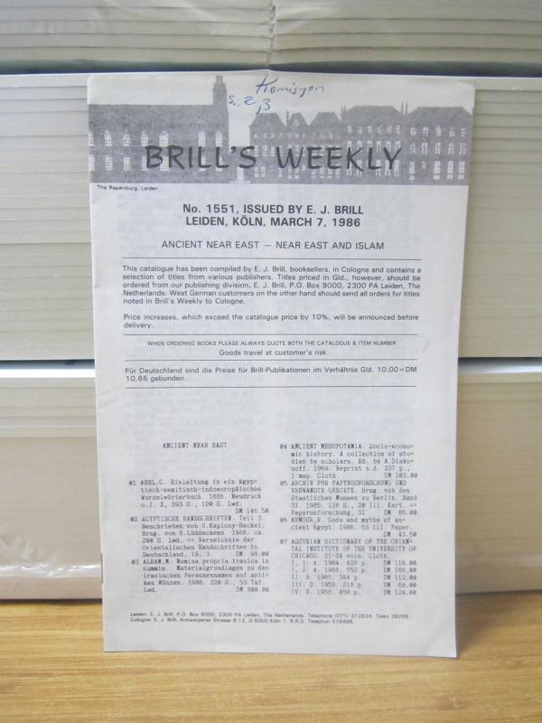BRILL'S WEEKLY No. 1551 Issued by E. J. BRILL LEIDEN, KÖLN - March 7, 1986