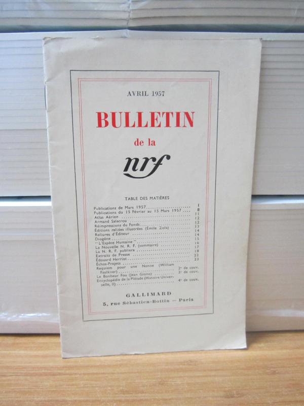 Bulletin de la NRF - Gallimard - Avril 1957