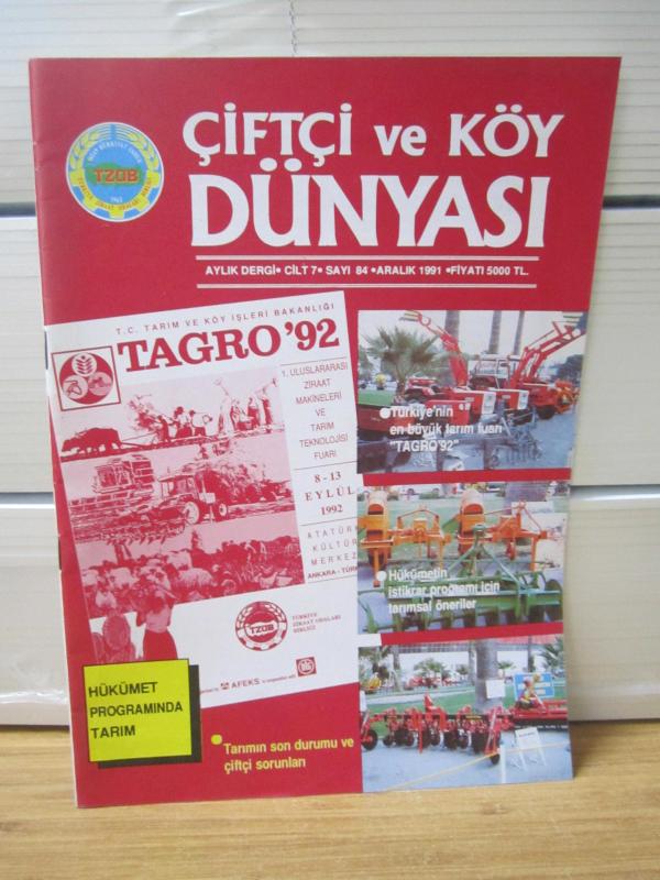 ÇİFTÇİ ve KÖY DÜNYASI - Cilt 7 Sayı 84 - Aralık 1991 - TZOB Türkiye Ziraat Odaları Birliği