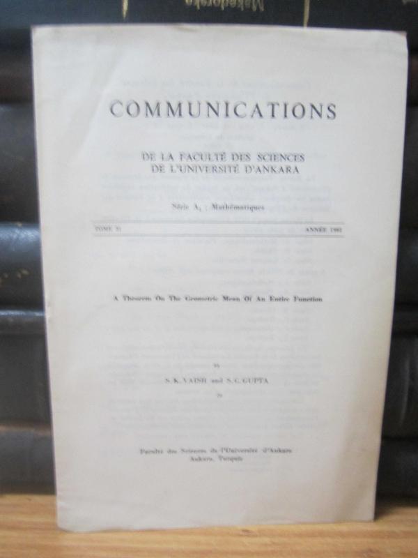 Communications - De La Faculte Des Sciences De L'universite D'Ankara - Serie A1: Mathematiques - Tome 33 - Annee 1984 - Fascicule 5