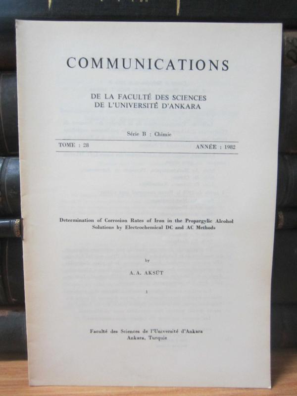Communications - De La Faculte Des Sciences De L'universite D'Ankara - Serie B: Chimie - Tome 28 - Annee 1982 - Fascicule 6