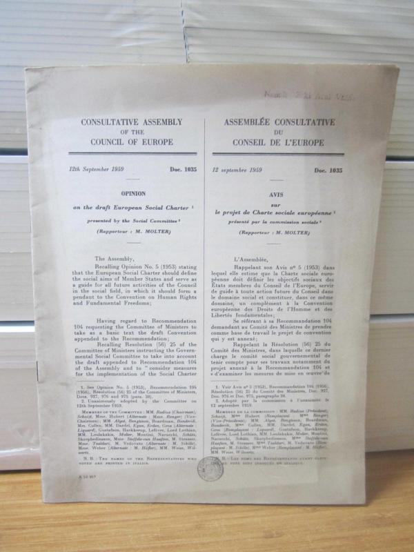 Consultative Assembly of The Council of Europe - Doc. 1035 - 12th September 1959