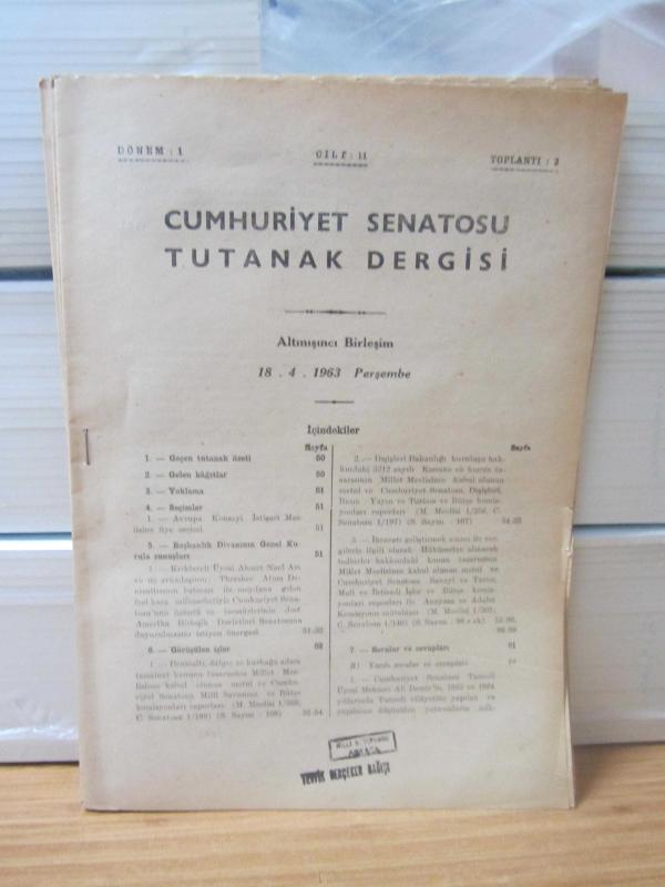 CUMHURİYET SENATOSU TUTANAK DERGİSİ - 1.DÖNEM 2.TOPLANTI 11.CİLT / 1963 YILI 60.BİRLEŞİM (18.4.1963) TUTANAKLARI