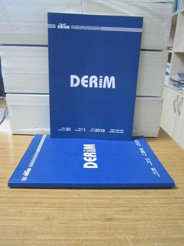 DERİM Batı Akdeniz Tarımsal Araştırma Enstitüsü Dergisi - 2018 Yılı Cilt 35 Sayı 1 & Cilt 35 Sayı 2 / 2 SAYI TAKIM