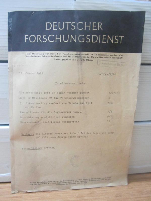 Deutscher Forschungsdienst - 26 Januar 1962 - 9.Jahrgang /4/62