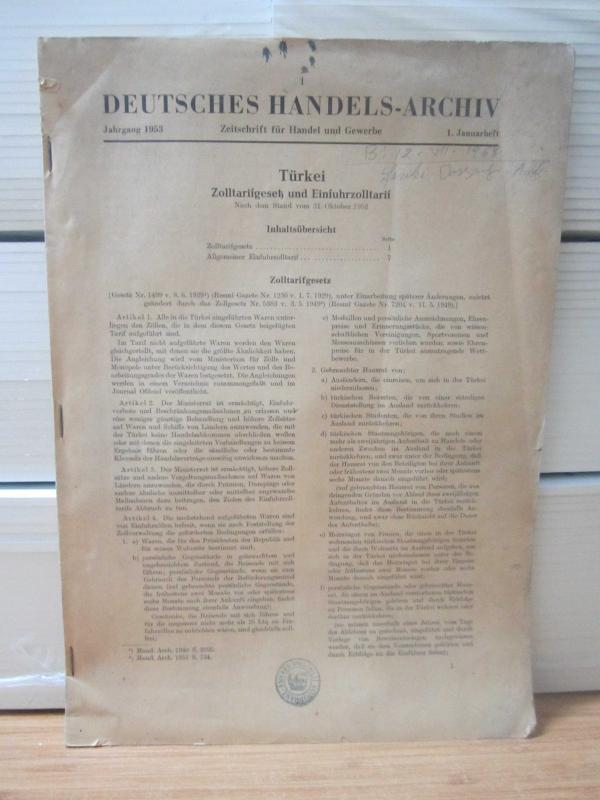 Deutsches Handels-Archiv Zeitschrift für Handel und Gewerbe - Jahrgang 1953 1.Januarheft