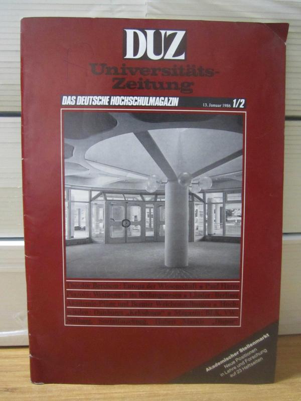 DUZ Deutsche Universitats-zeitung Das Hochschulmagazin - No 1-2 - 13 Januar 1986