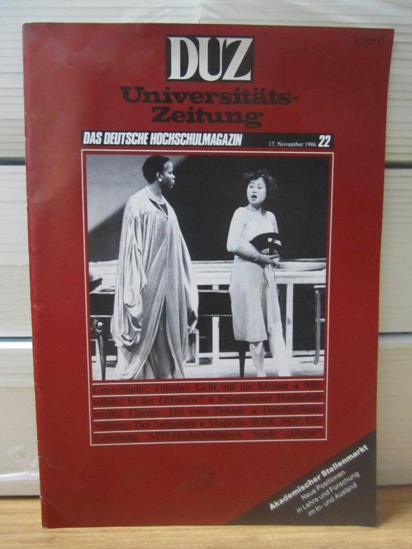 DUZ Deutsche Universitats-zeitung Das Hochschulmagazin - No 22 - 17 November 1986