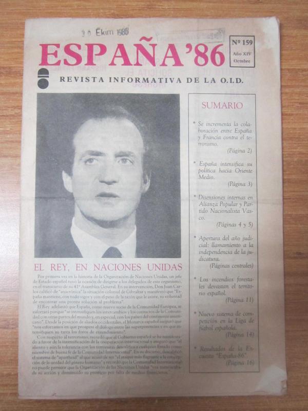 ESPANA '86 Revista Informativa De La O.I.D. No 159 - Ano XIV Octubre