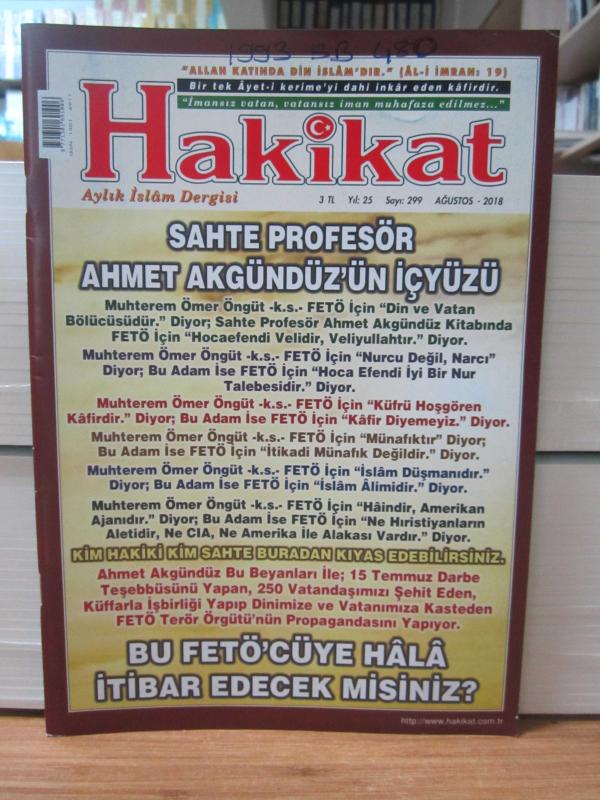 Hakikat Dergisi - Sayı 299 - Ağustos 2018