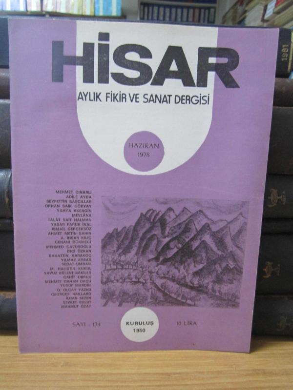 Hisar Aylık Fikir ve Sanat Dergisi - Sayı 174 Haziran 1978
