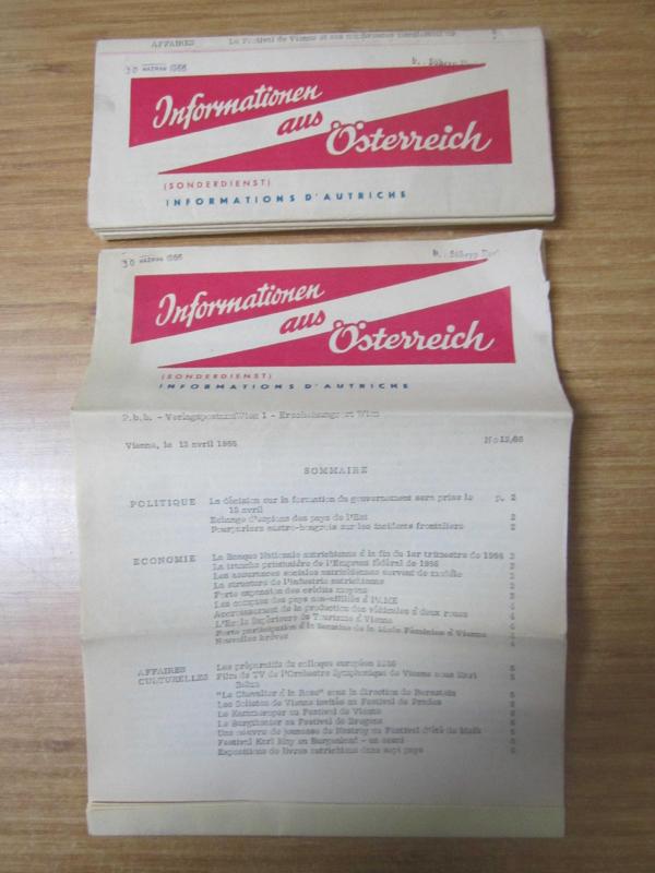 Informationen aus Österreich - Annee 1966 Volume 66 Nos: 13-15-16/1-16/2-17/1-17/2-18/1-18/2 (8 numéros)