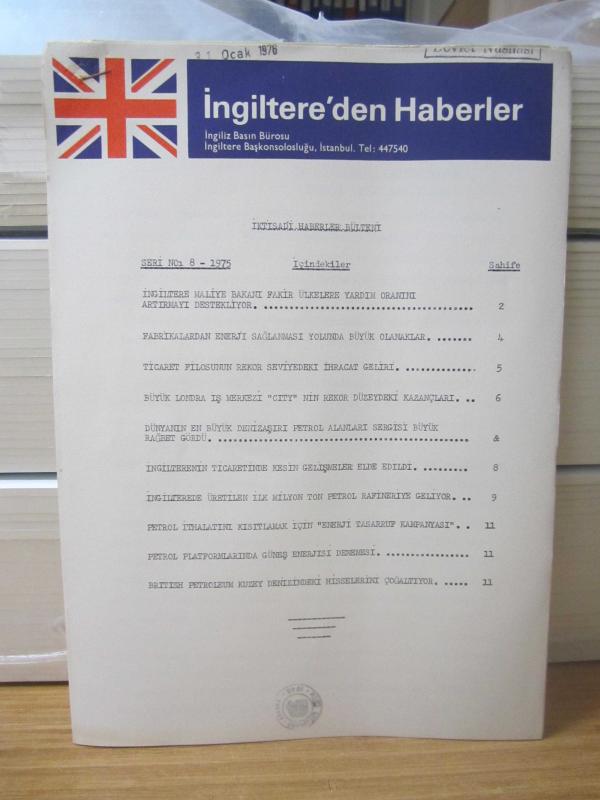 İngilitere'den Haberler İngiliz Basın Bürosu İngilitere Başkonsolosluğu İstanbul - İktisadi Haberler Bülteni - Seri No 8 - 1975