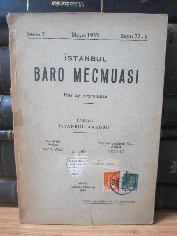 İstanbul Baro Mecmuası - Sene 7 Sayı 77-5 Mayıs 1933