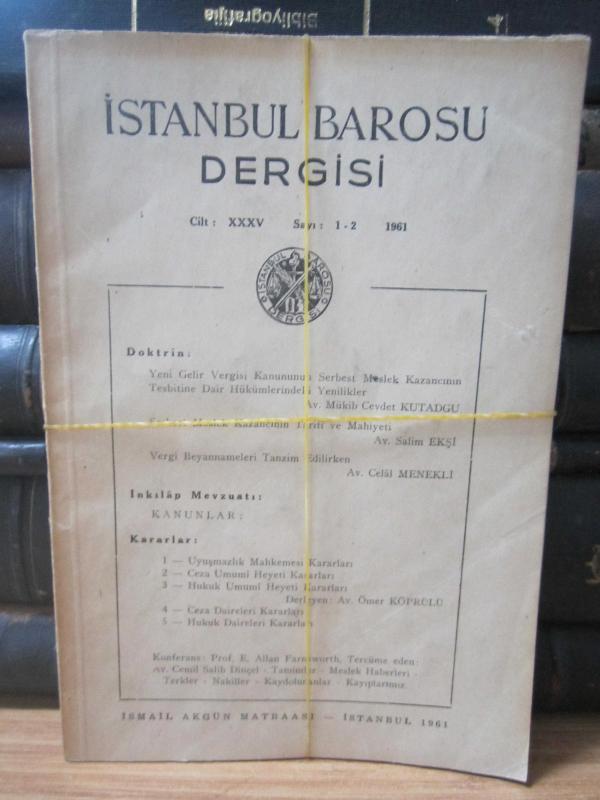 İstanbul Barosu Dergisi - Cilt XXXV - Sayı 1-2  5-6-7 8-9-10 11-12 1961 - 3 ve 4 Sayılar Eksik