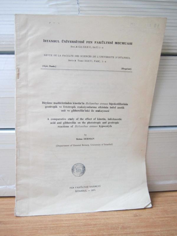 İstanbul Üniversitesi Fen Fakültesi Mecmuası - Cilt 36 Sayı 3/4 - Seri B - 1971 (Ayrı Baskı) - Belma Derman