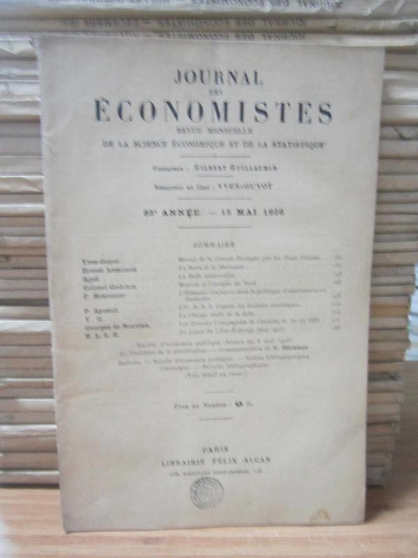 Journal des Economistes - Revue Mensuelle De La Science Economique Et De La Statistique - 85e Annee - 15 Mai 1926
