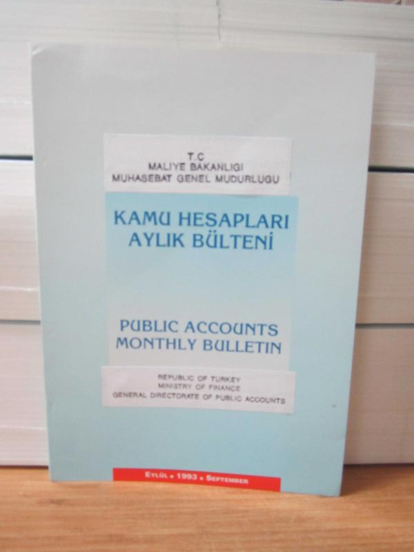 Kamu Hesapları Aylık Bülteni - EYLÜL 1993 - TC Maliye Bakanlığı Muhasebat Genel Müdürlüğü