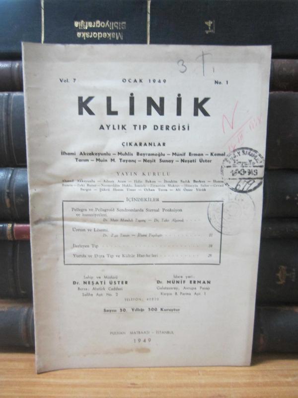 Klinik Aylık Tıp Dergisi - Cilt 7 Sayı 1 - Ocak 1949