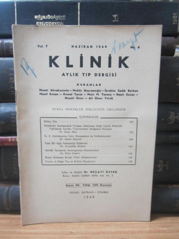 Klinik Aylık Tıp Dergisi - Cilt 7 Sayı 6 - Haziran 1949