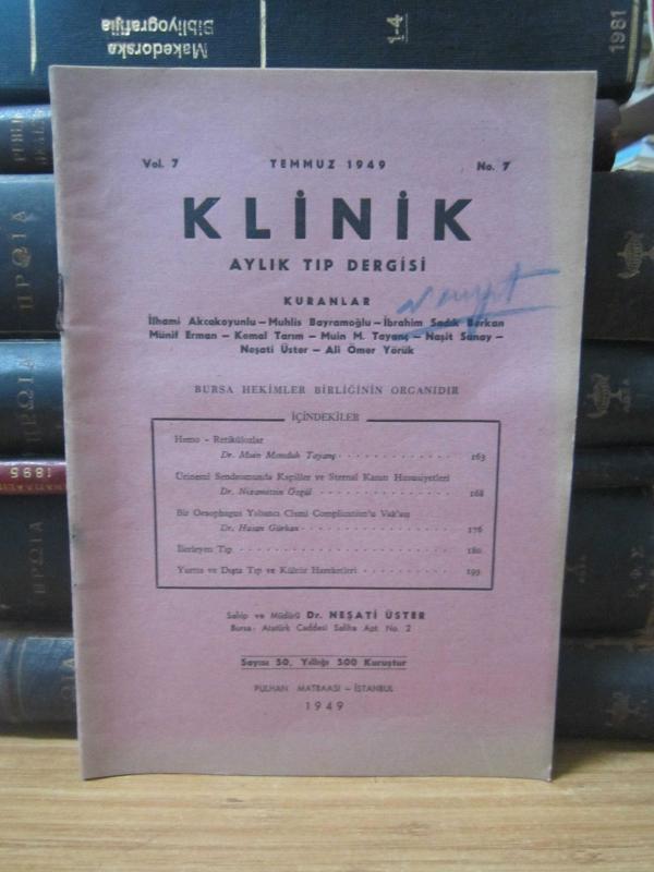 Klinik Aylık Tıp Dergisi - Cilt 7 Sayı 7 - Temmuz 1949