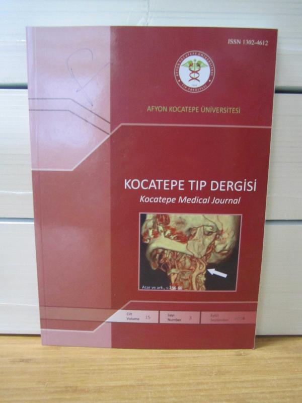 Kocatepe Tıp Dergisi - Cilt 15 Sayı 3 - Eylül 2014 - Afyon Kocatepe Üniversitesi