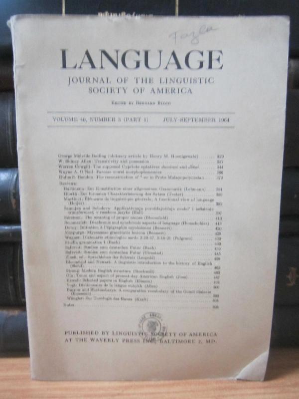 Language Journal of The Linguistic Society of America - Vol 40 - Number 3 (Part 1) - July September 1964