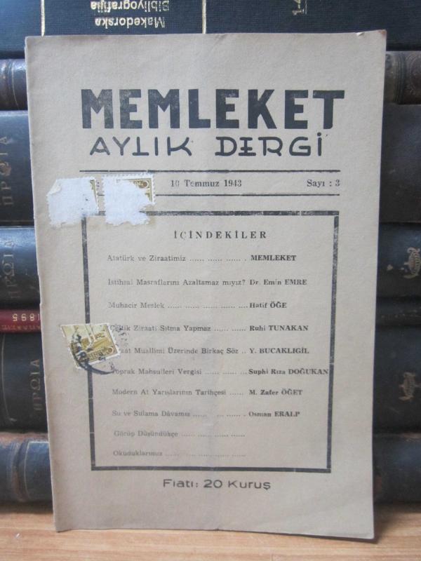 Memleket Aylık Dergi - Sayı 3 - Temmuz 1943
