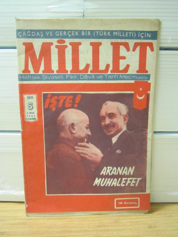 MİLLET Haftalık Siyaset Fikir Dava ve Tarih Mecmuası - 3 Ocak 1963 - Sayı 5 - ( Sahibi: Cemal KUTAY )