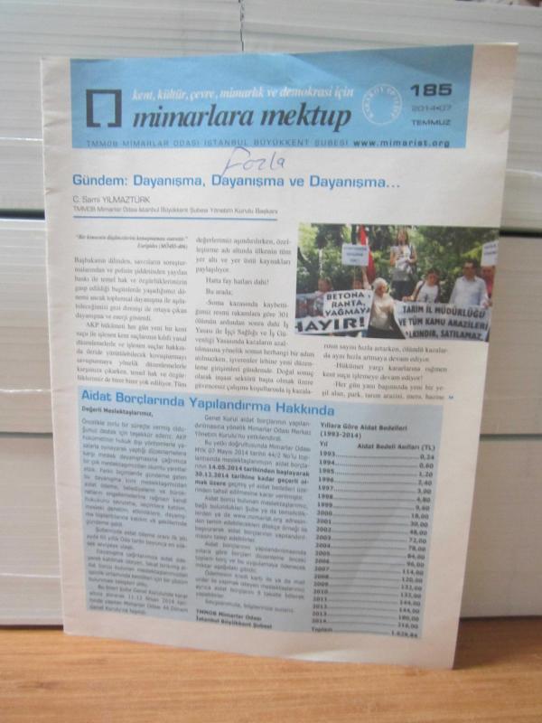 Mimarlara Mektup - Sayı 185 - Temmuz 2014 - TMMOB Mimarlar Odası İstanbul Büyükkent Şubesi
