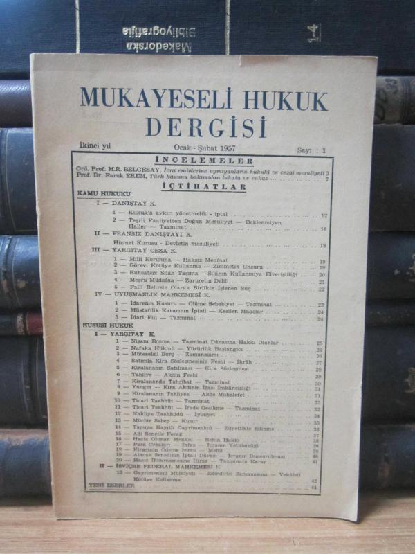 Mukayeseli Hukuk Dergisi - 2.Yıl Sayı 1 - Ocak Şubat 1957