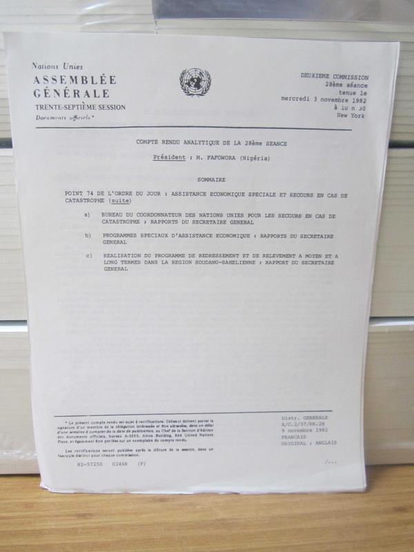Nations Unies Assemblee Generale Trente-Septieme Session Documents Officiels - Compte Rendu Analytique de la 28eme Seance - M. FAFOWORA - 1982
