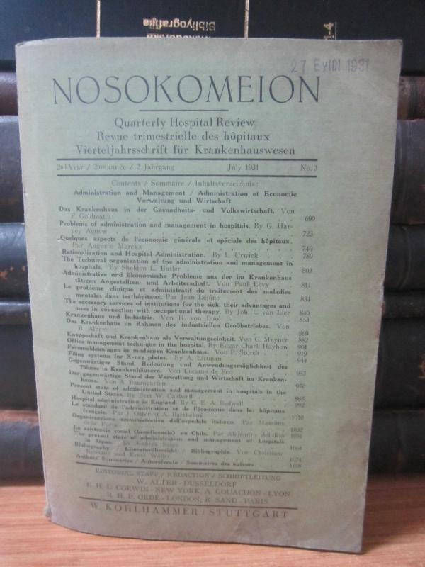 NOSOKOMEION - Quarterly Hospital Review - 2nd Year - July 1931 - No 3