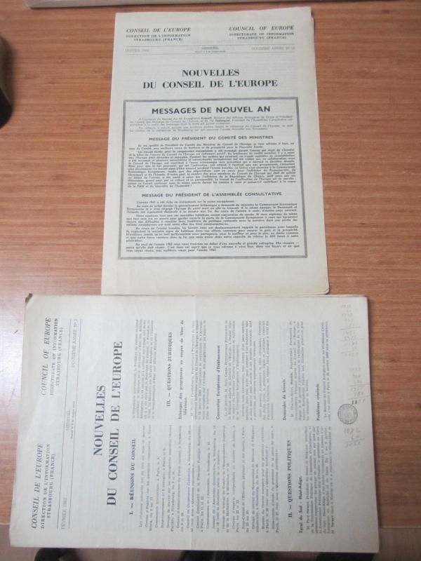 Nouvelles du Conseil de L'Europe - Année 1962 - Nos: Janvier-Février-Mars-Avril-Mai-Juin-Juillet-Août-Septembre-Octobre-Novembre-Décembre