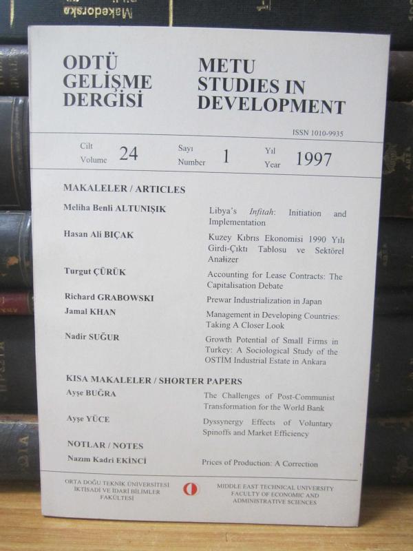 ODTÜ Gelişme Dergisi Cilt 24 Sayı 1 - Yıl 1997
