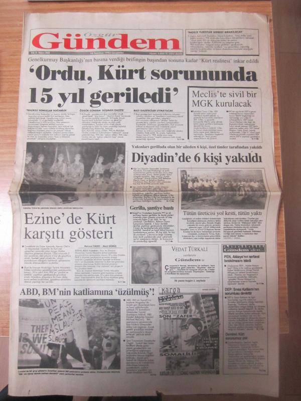 ÖZGÜR GÜNDEM GAZETESİ - 14 Temmuz 1993 Çarşamba - Yıl 2 Sayı 308