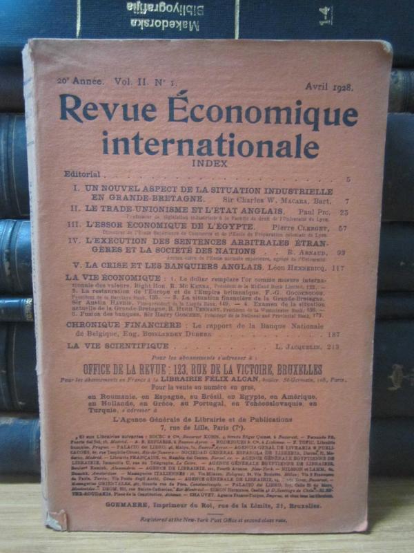 Revue Economique Internationale - 20e Annee - Vol 2 - No 1 - Avril 1928