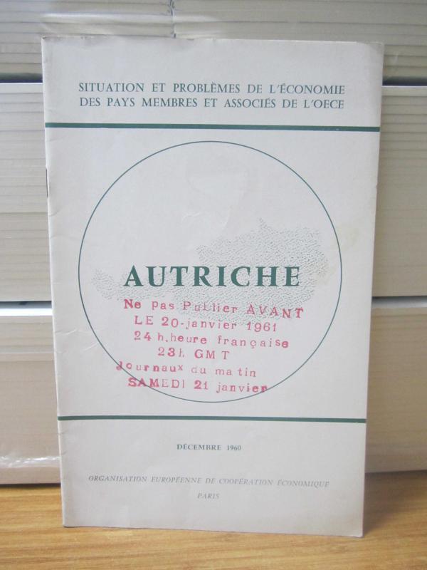 Situation et Problemes de L'Economie des pays membres et associes de L'OECE - Autriche - Decembre 1960